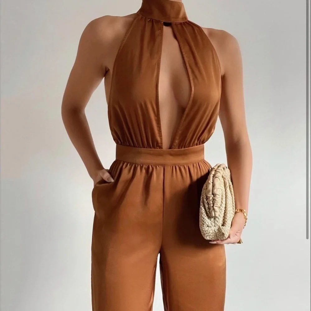 Showpo Wendilyn
Halterneck Jumpsuit  in Rust, New with Tags_2